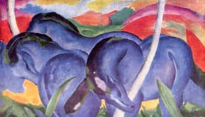 ドイツ表現主義の代表的な画家、フランツ・マルクの作品である『小さな青い馬』（Die kleinen blauen Pferden）